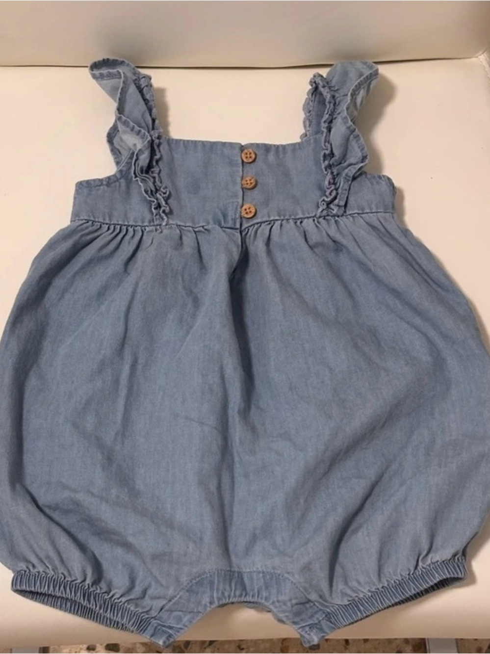 Carter’s Baby Girl Chambray Romper Ruffle Straps 9M